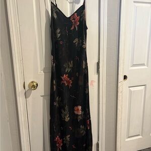 All Saints Black Floral Maxi Slipdress